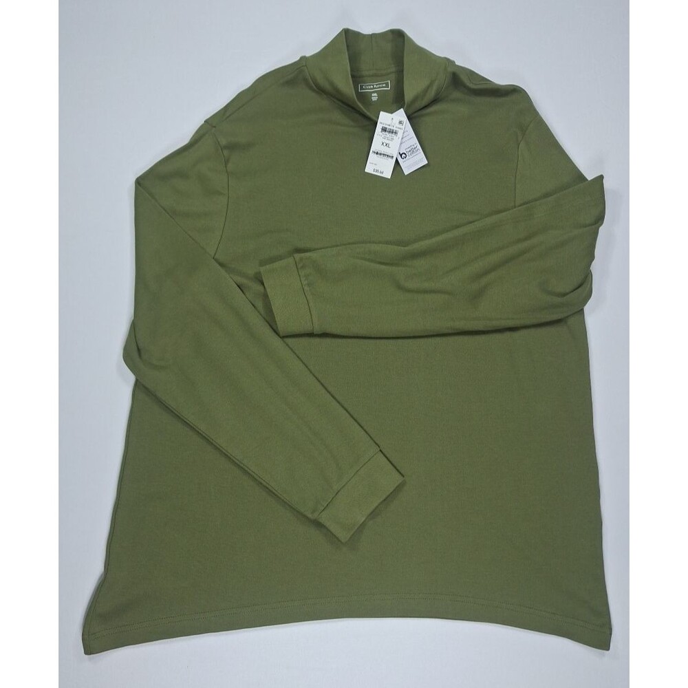 Club Room Men's XXL Green Mockneck Longsleeve T-shirt Comfort Cotton